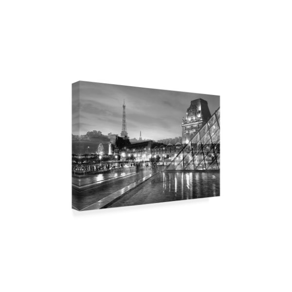 Alan Blaustein 'Louvre With Eiffel Tower Vista #2' Canvas Art,12x19